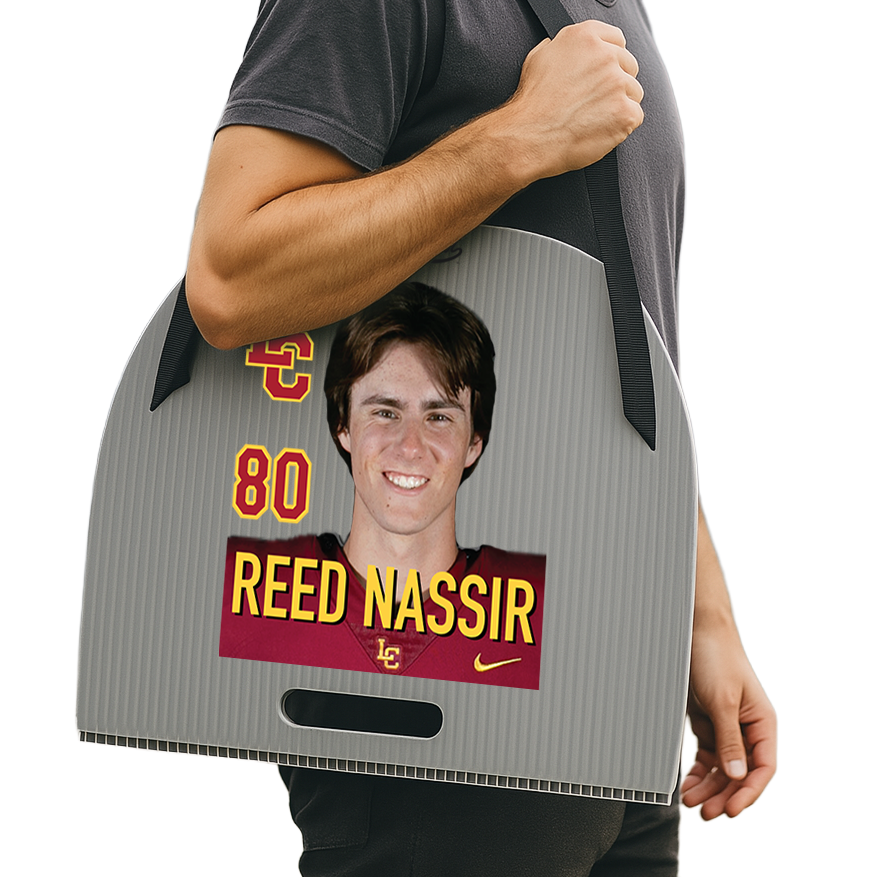 Custom FanChair with school logo and player name displayed